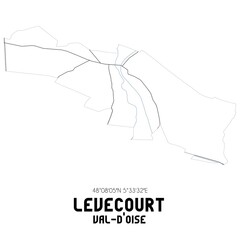 LEVECOURT Val-d'Oise. Minimalistic street map with black and white lines.