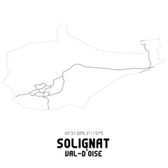 SOLIGNAT Val-d'Oise. Minimalistic street map with black and white lines.