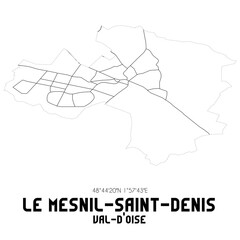 LE MESNIL-SAINT-DENIS Val-d'Oise. Minimalistic street map with black and white lines.