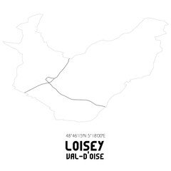 LOISEY Val-d'Oise. Minimalistic street map with black and white lines.