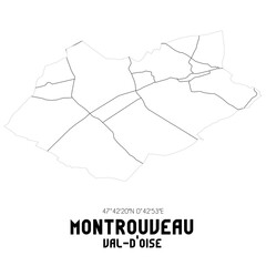 MONTROUVEAU Val-d'Oise. Minimalistic street map with black and white lines.