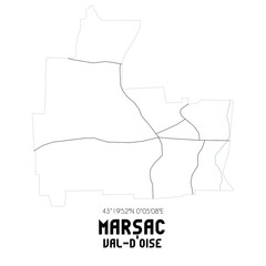 MARSAC Val-d'Oise. Minimalistic street map with black and white lines.