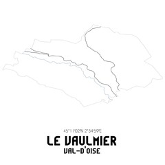 LE VAULMIER Val-d'Oise. Minimalistic street map with black and white lines.