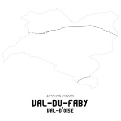 VAL-DU-FABY Val-d'Oise. Minimalistic street map with black and white lines.