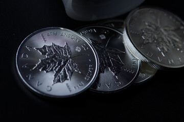 Maple leaf fine silver coins.