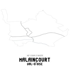 Fototapeta premium MALAINCOURT Val-d'Oise. Minimalistic street map with black and white lines.