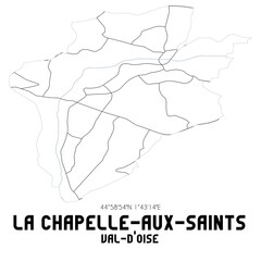 LA CHAPELLE-AUX-SAINTS Val-d'Oise. Minimalistic street map with black and white lines.
