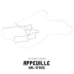 APPEVILLE Val-d'Oise. Minimalistic street map with black and white lines.