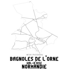 BAGNOLES DE L'ORNE NORMANDIE Val-d'Oise. Minimalistic street map with black and white lines.