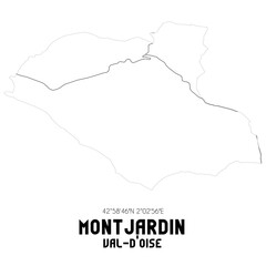 MONTJARDIN Val-d'Oise. Minimalistic street map with black and white lines.