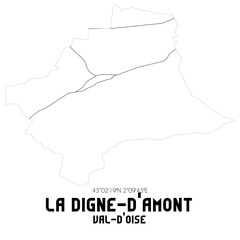LA DIGNE-D'AMONT Val-d'Oise. Minimalistic street map with black and white lines.