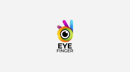 Gradient hand eye finger icon abstract logo design vector template
