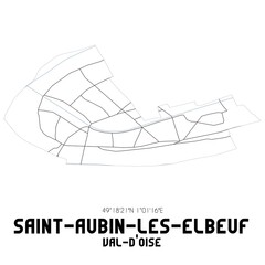 SAINT-AUBIN-LES-ELBEUF Val-d'Oise. Minimalistic street map with black and white lines.
