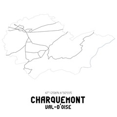 CHARQUEMONT Val-d'Oise. Minimalistic street map with black and white lines.