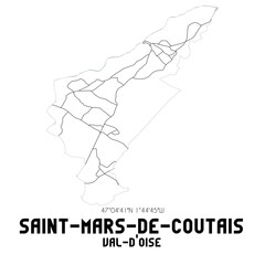 SAINT-MARS-DE-COUTAIS Val-d'Oise. Minimalistic street map with black and white lines.