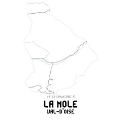 LA MOLE Val-d'Oise. Minimalistic street map with black and white lines.