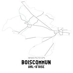 BOISCOMMUN Val-d'Oise. Minimalistic street map with black and white lines.
