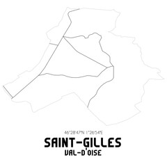 SAINT-GILLES Val-d'Oise. Minimalistic street map with black and white lines.