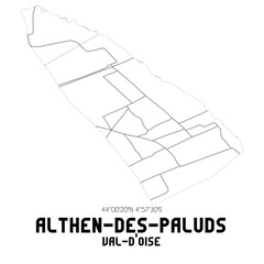 ALTHEN-DES-PALUDS Val-d'Oise. Minimalistic street map with black and white lines.