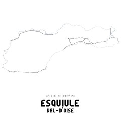 ESQUIULE Val-d'Oise. Minimalistic street map with black and white lines.