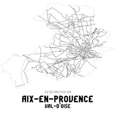 AIX-EN-PROVENCE Val-d'Oise. Minimalistic street map with black and white lines.