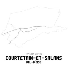 COURTETAIN-ET-SALANS Val-d'Oise. Minimalistic street map with black and white lines.
