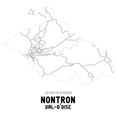 NONTRON Val-d'Oise. Minimalistic street map with black and white lines.