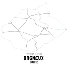 Obraz premium BAGNEUX Somme. Minimalistic street map with black and white lines.