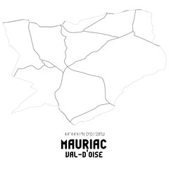 MAURIAC Val-d'Oise. Minimalistic street map with black and white lines.