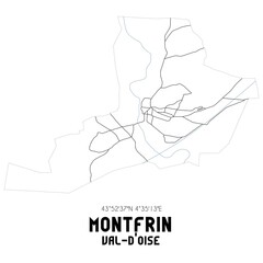 MONTFRIN Val-d'Oise. Minimalistic street map with black and white lines.