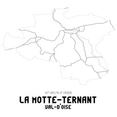 LA MOTTE-TERNANT Val-d'Oise. Minimalistic street map with black and white lines.
