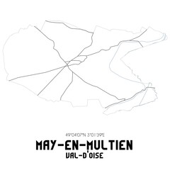 MAY-EN-MULTIEN Val-d'Oise. Minimalistic street map with black and white lines.