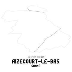 AIZECOURT-LE-BAS Somme. Minimalistic street map with black and white lines.