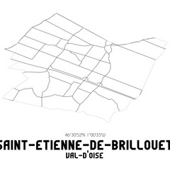 SAINT-ETIENNE-DE-BRILLOUET Val-d'Oise. Minimalistic street map with black and white lines.