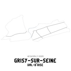 GRISY-SUR-SEINE Val-d'Oise. Minimalistic street map with black and white lines.