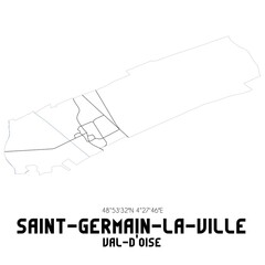 SAINT-GERMAIN-LA-VILLE Val-d'Oise. Minimalistic street map with black and white lines.