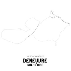 DENEUVRE Val-d'Oise. Minimalistic street map with black and white lines.