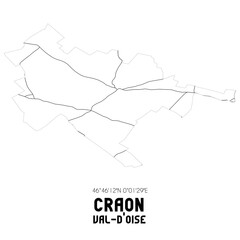 CRAON Val-d'Oise. Minimalistic street map with black and white lines.