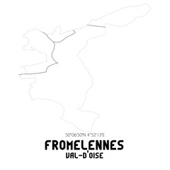 FROMELENNES Val-d'Oise. Minimalistic street map with black and white lines.