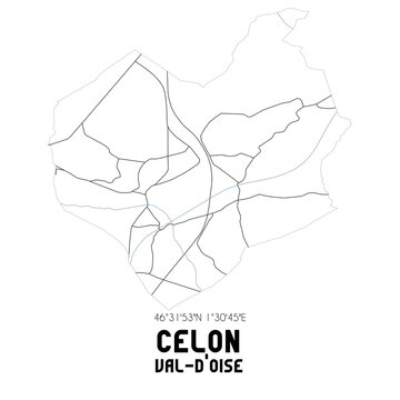 CELON Val-d'Oise. Minimalistic street map with black and white lines.