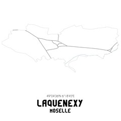 LAQUENEXY Moselle. Minimalistic street map with black and white lines.