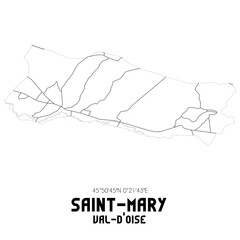 SAINT-MARY Val-d'Oise. Minimalistic street map with black and white lines.