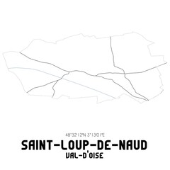 SAINT-LOUP-DE-NAUD Val-d'Oise. Minimalistic street map with black and white lines.