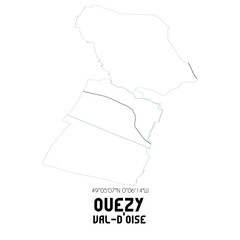 OUEZY Val-d'Oise. Minimalistic street map with black and white lines.