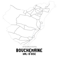 BOUCHEMAINE Val-d'Oise. Minimalistic street map with black and white lines.