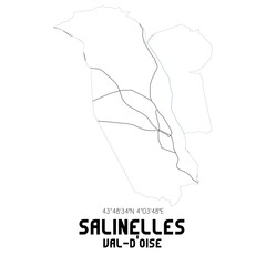 SALINELLES Val-d'Oise. Minimalistic street map with black and white lines.