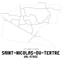 SAINT-NICOLAS-DU-TERTRE Val-d'Oise. Minimalistic street map with black and white lines.