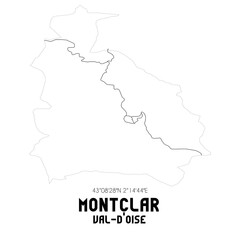 MONTCLAR Val-d'Oise. Minimalistic street map with black and white lines.