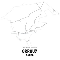ORROUY Somme. Minimalistic street map with black and white lines.