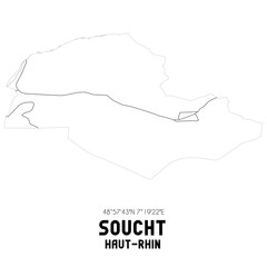 SOUCHT Haut-Rhin. Minimalistic street map with black and white lines.